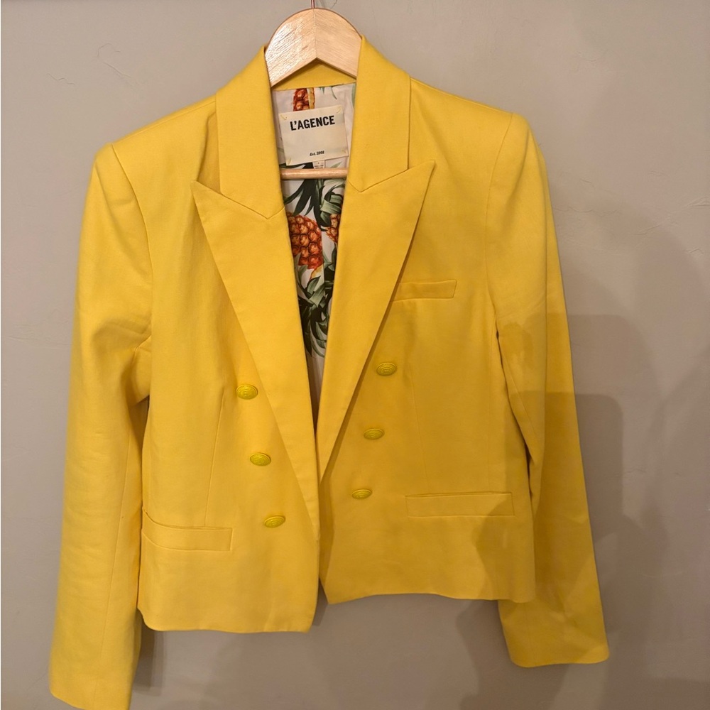 L'AGENCE Vibrant Yellow Double-Breasted Blazer